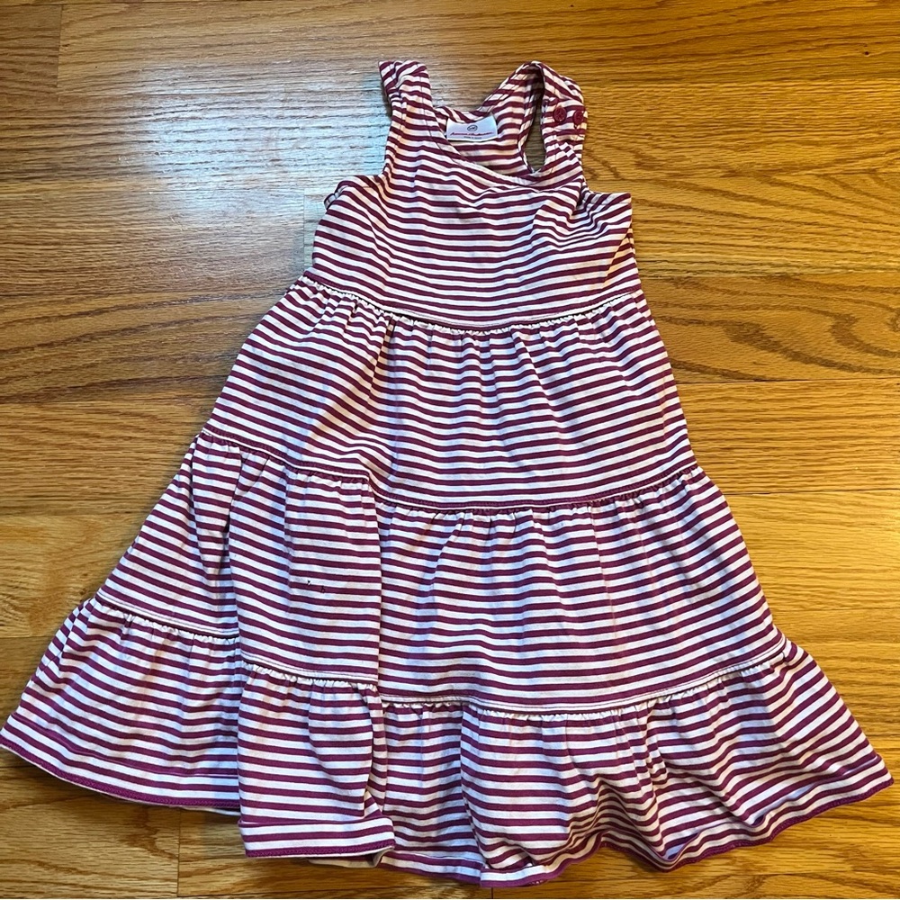 Hanna Andersson magenta and white striped dress size 4 100 cm
